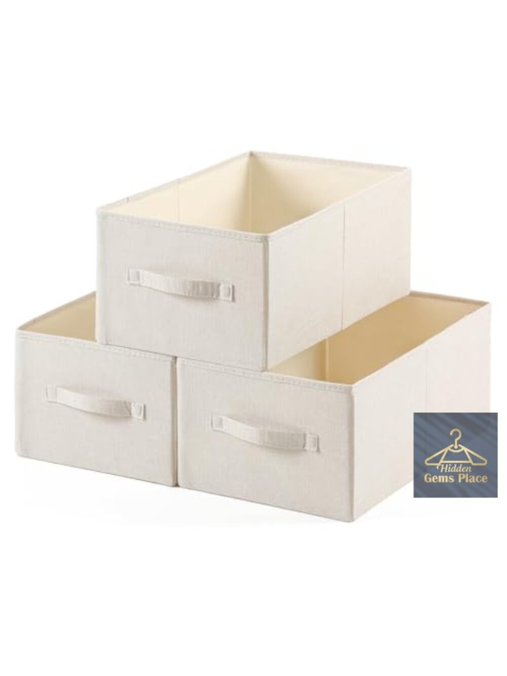 Large Linen Folding Storage Bins 3 Pack Washable Closet Organizer Handles